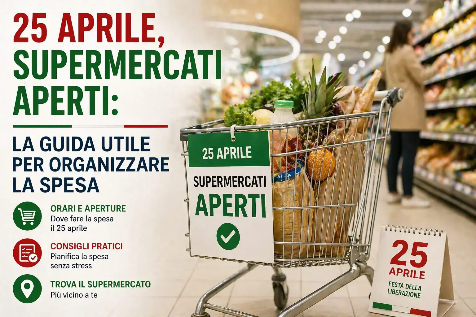 Supermercati aperti 25 aprile 2026: orari e consigli