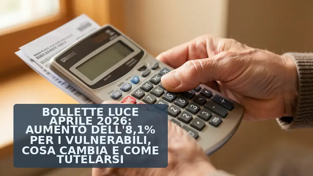 Bollette luce aprile 2026: +8,1% sui vulnerabili e tutele