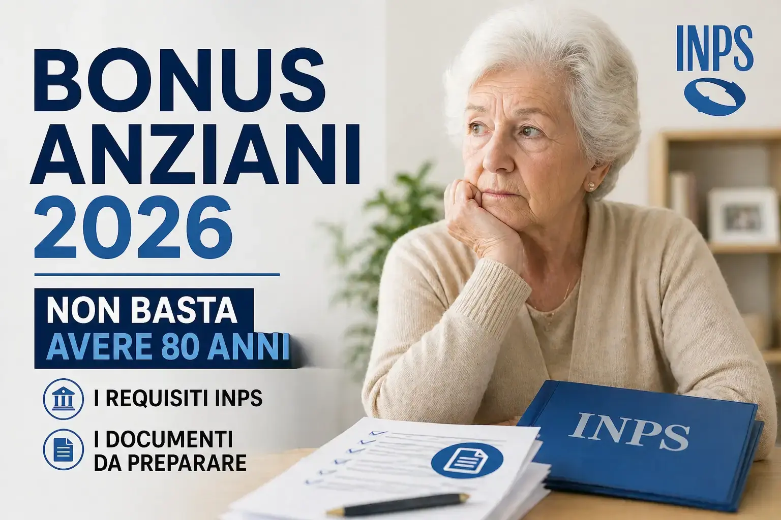 Bonus anziani 2026: 80 anni, ISEE 6.000 e documenti INPS